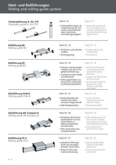 Gleit- und RollfÃƒÂ¼hrungen Rolling guide system