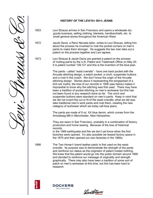 A history of Levi's® 501® jeans - Levi Strauss & Co. A history of Levi's® 501® jeans - Levi Strauss & Co.