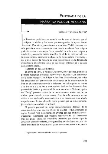 Panorama de la narrativa policial mexicana / Vicente Francisco Torres