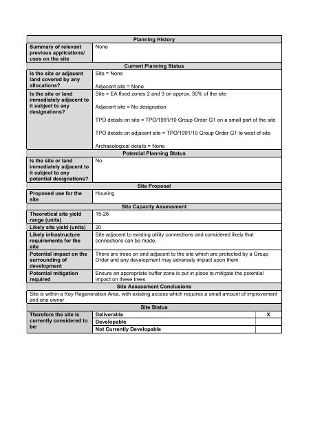 Site Location Details Ref No LDF173 Site Address Land to south ...