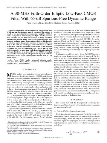 A 30-MHz Fifth-Order Elliptic Low-Pass CMOS Filter ... - ResearchGate