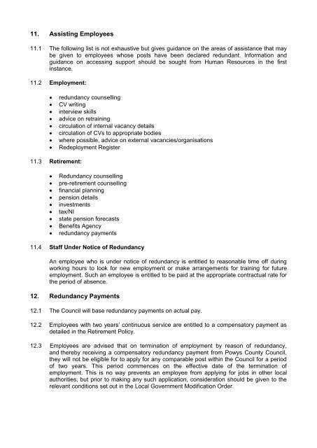 Redundancy Policy Support - Newtown High School