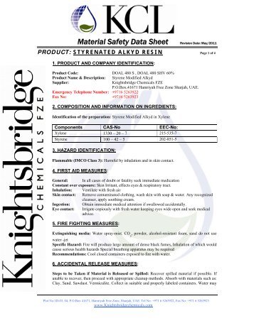 MSDS - Knightsbridge Chemicals Ltd.