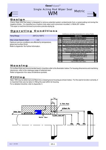 WM Single Acting Rod Wiper Seal