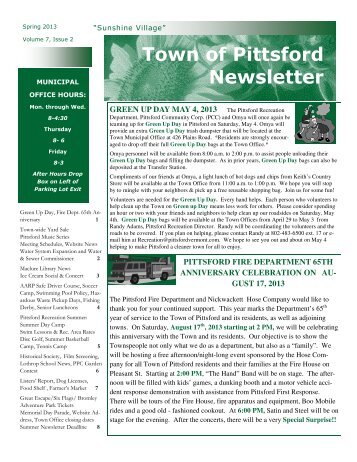 Spring 2013 Newsletter - Town of Pittsford, Vermont