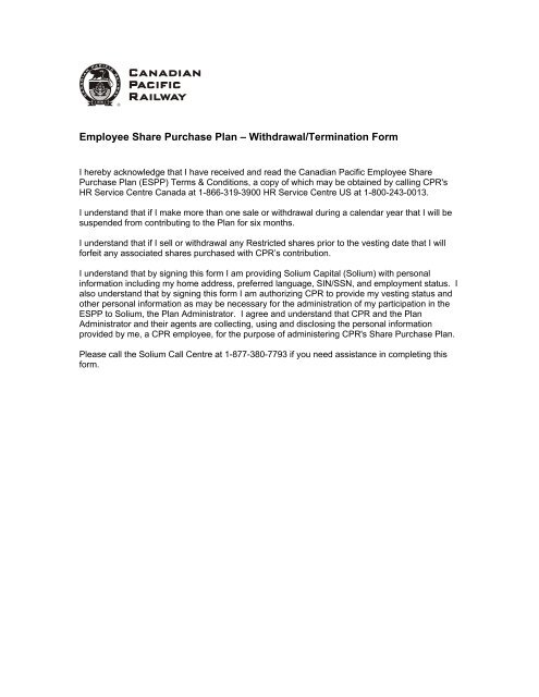 Tcrc 320 Employee Share Purchase Plan â Withdrawal ... - TCRC 320