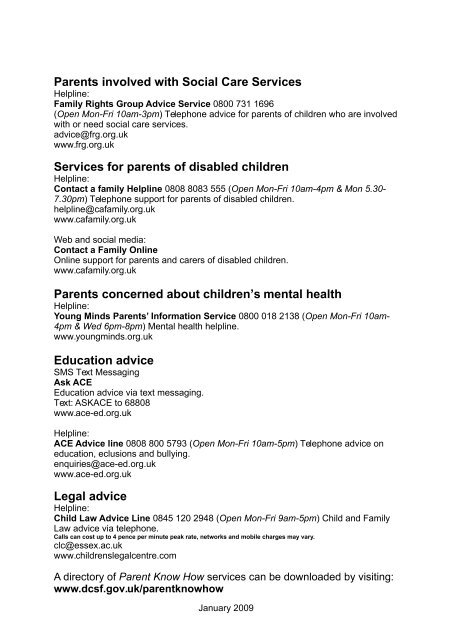 Support for Parents directory.pdf - Henleaze Junior School