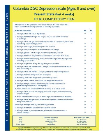 Columbia DISC Depression Scale - ConnectiCare