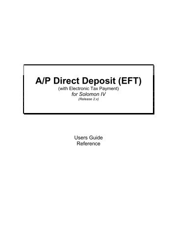 A/P Direct Deposit (EFT) - Sandler*Kahne Software, Inc.
