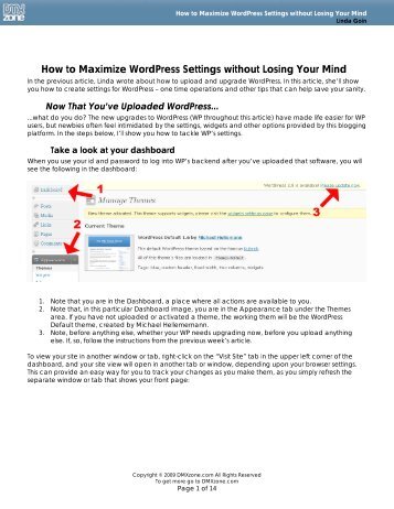 How to Maximize WordPress Settings without ... - DMXzone.COM