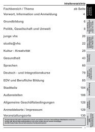 Fachbereich / Thema ab Seite Vorwort, Information ... - VHS Tübingen
