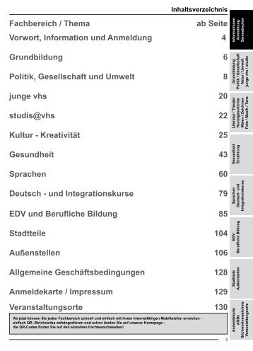 Fachbereich / Thema ab Seite Vorwort, Information ... - VHS Tübingen