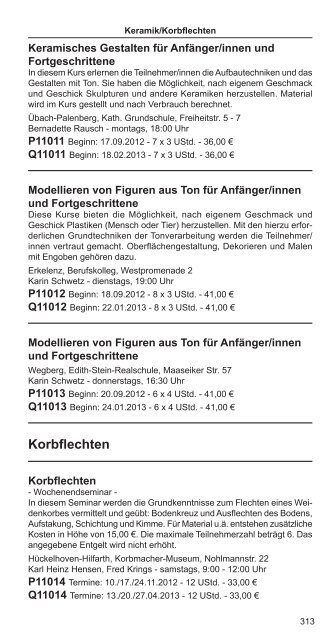 Fachbereich 11: Kreatives Gestalten, Freizeit ... - VHS Kreis Heinsberg