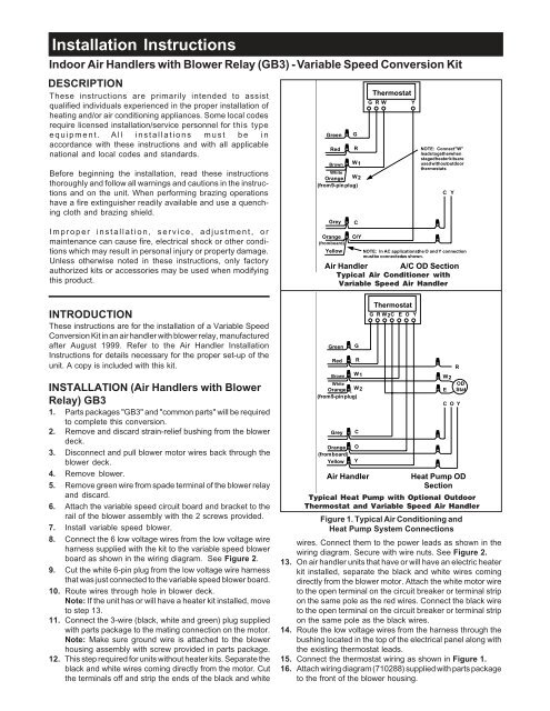 WIRING DIAGRAM Variable Speed Air Handler - Nordyne  Heat Pump Wiring Harness Diagram    Yumpu