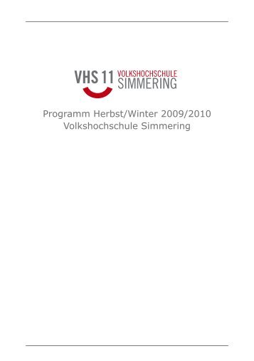 Programm Herbst/Winter 2009/2010 Volkshochschule Simmering