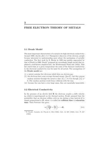 3 FREE ELECTRON THEORY OF METALS