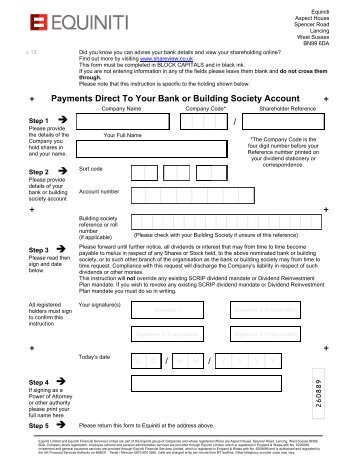 Dividend Mandate Form