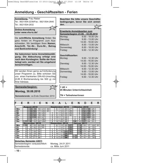 Leitbild der VHS - Volkshochschule