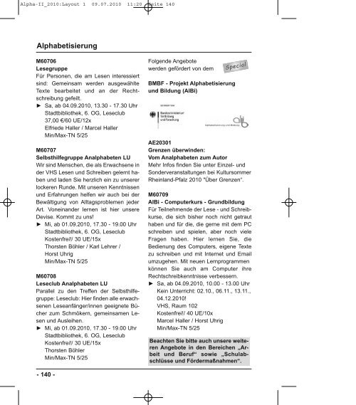 Leitbild der VHS - Volkshochschule