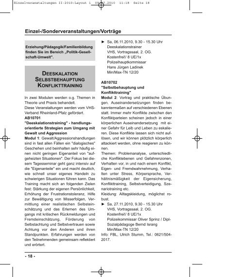 Leitbild der VHS - Volkshochschule