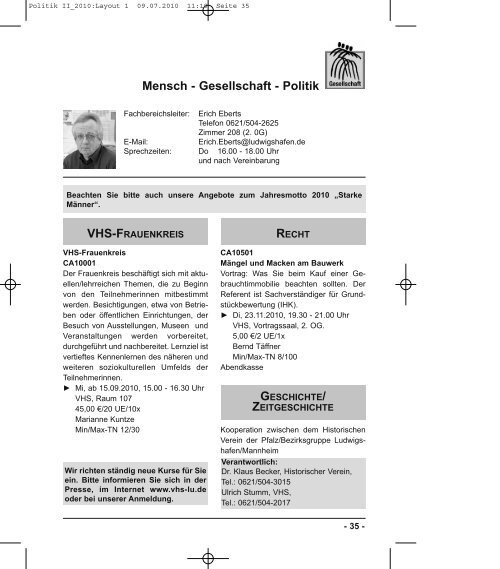 Leitbild der VHS - Volkshochschule