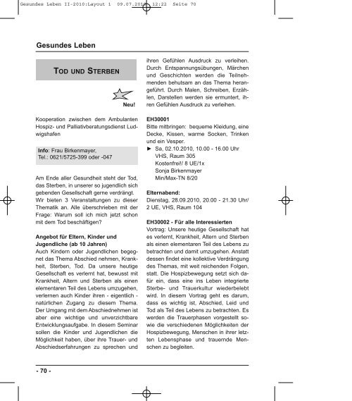 Leitbild der VHS - Volkshochschule