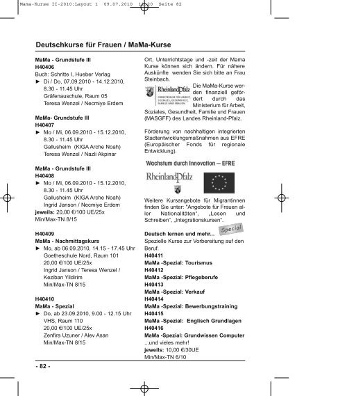 Leitbild der VHS - Volkshochschule