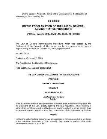 The law on general administrative procedure