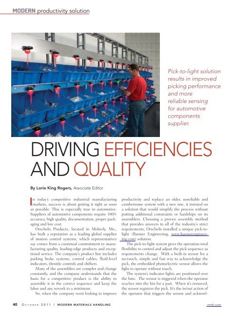 Modern Materials Handling - October 2011