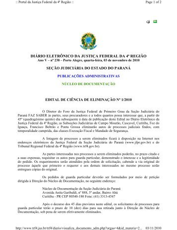 diário eletrônico da justiça federal da 4ª região - Tribunal Regional ...