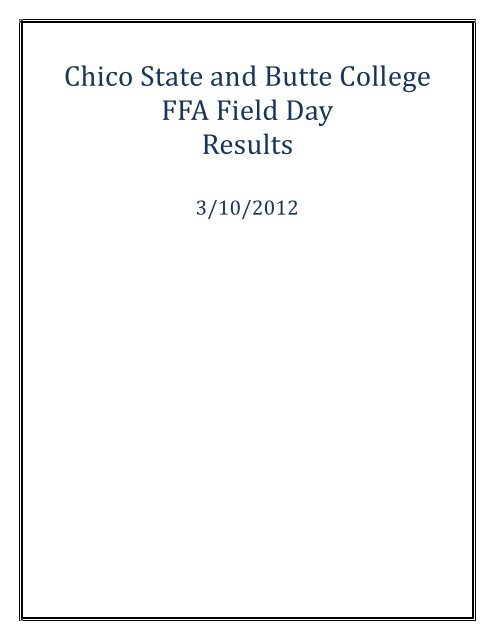 Chico State and Butte College FFA Field Day Results - College of ...