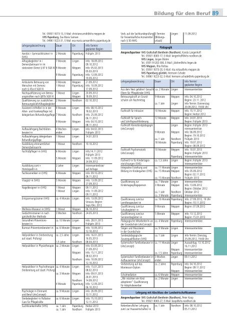 Volkshochschule Meppen Programm 2. Halbjahr 2012