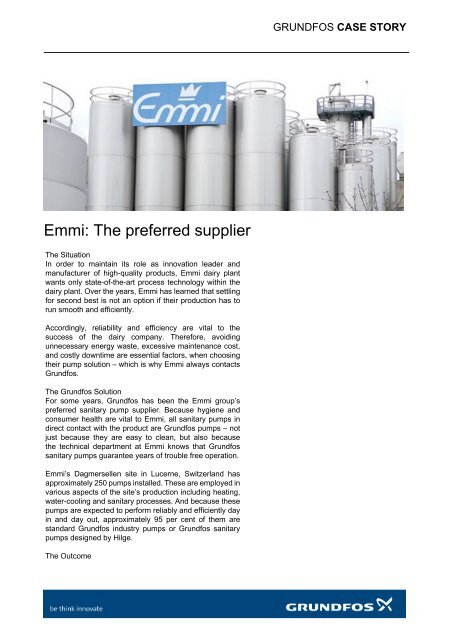 Emmi: The preferred supplier