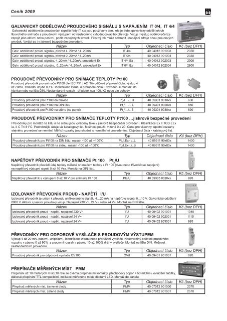 SnÃ­maÄe teploty a elektronickÃ© pÅÃ­stroje pro rok 2009 - Marcomplet