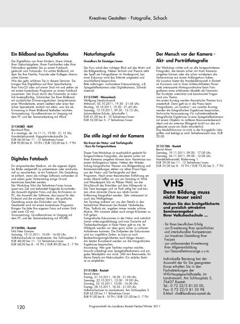 Programm Herbst/Winter 2011 - VHS Landkreis Rastatt