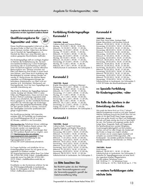 Programm Herbst/Winter 2011 - VHS Landkreis Rastatt