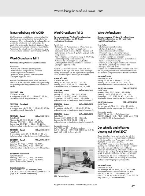 Programm Herbst/Winter 2011 - VHS Landkreis Rastatt