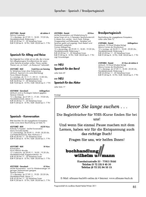 Programm Herbst/Winter 2011 - VHS Landkreis Rastatt