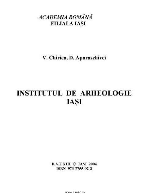 INSTITUTUL DE ARHEOLOGIE IASI - cIMeC