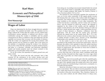 Karl Marx Economic and Philosophical Manuscripts of 1844 Wages ...