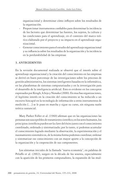 Modelo teórico de aprendizaje organizacional - Universidad del Norte