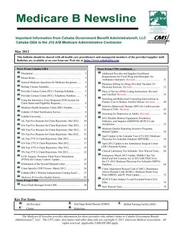 Medicare Part B Newsline May 2012 - Cahaba GBA