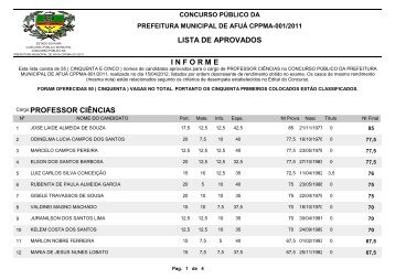 LISTA DE APROVADOS PORTADOR DE NESSECIDADES ... - FIBRA.