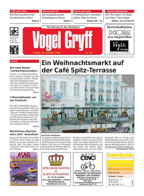 Ein Weihnachtsmarkt auf der Café Spitz-Terrasse - Vogel Gryff