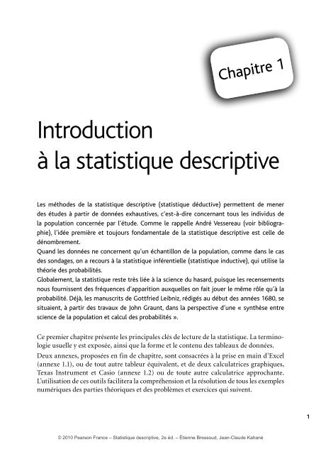 Introduction à la statistique descriptive - Pearson