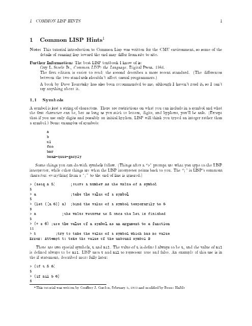 common lisp hints