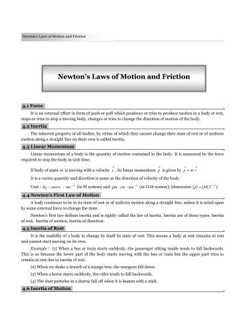 Newton's Laws of Motion and Friction - TestBag