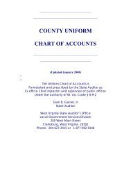 Uniform Chart of Accounts-County - West Virginia State Auditor's Office