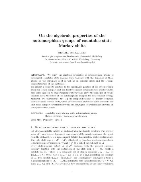 On the algebraic properties of the automorphism groups of ... - CMM