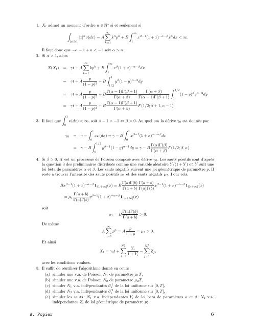 TD 1 : Processus de LÃ©vy. 1 Processus de Poisson 2 Lois infiniment ...